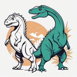 Couple Dinosaur Tattoo - Symbolize connection with a charming tattoo featuring a pair of dinosaurs.  simple vector color tattoo,minimal,white background