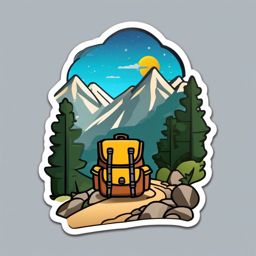 Hiking Trail and Backpack Emoji Sticker - Backcountry exploration, , sticker vector art, minimalist design
