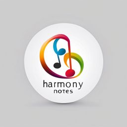 Harmony Notes  minimalist design, white background, professional color logo vector art