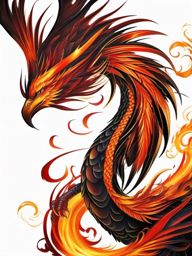 Phoenix and dragon tattoo, Tattoos that combine the symbolism of the phoenix with the might of the dragon. , color tattoo designs, white clean background