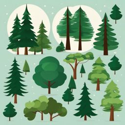 Pine Tree Clipart,Decorating a forest-themed event with pine tree clipart  simple, 2d flat