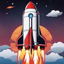 rocket clipart - a sleek, rocket ship in flight. 