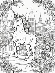 Christmas Unicorn Coloring Pages  outling,coloring pages,black and whit