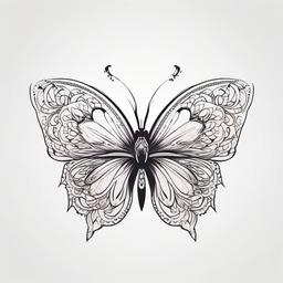 lotus butterfly tattoo  simple color tattoo, minimal, white background