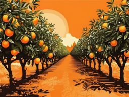 Orange Background - Citrus Orchard in Valencia, Spain  wallpaper style, intricate details, patterns, splash art, light colors