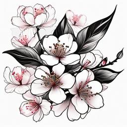 japanese cherry blossom tattoo black and white  simple vector color tattoo