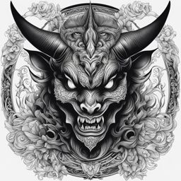 demon tattoo black and white design 