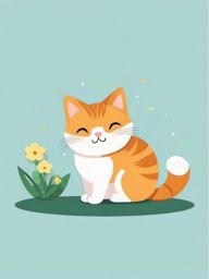 Clipart cute cat, An endearing and cute cat illustration.  simple, 2d flat