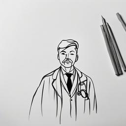 simple drawing of a doctor  minimal rough sketch scribbles,doodles,black and white