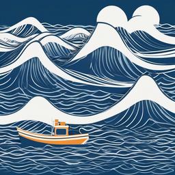 Wave clipart - waves with a boat sailing  