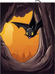 Bat clipart - bat hanging upside down in a cave  