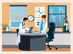 Doctor clipart - doctor performing a check-up in an office  