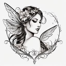 easy simple fairy tattoo  simple color tattoo style,white background