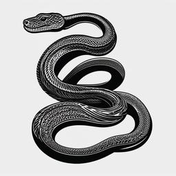 Black Snake Tattoo - Solid black snake tattoo.  simple vector tattoo,minimalist,white background