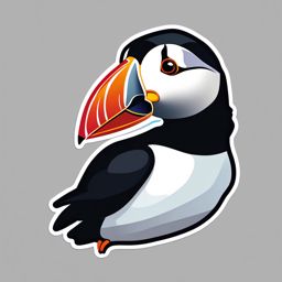 Atlantic Puffin Sticker - A charming Atlantic puffin with a colorful beak, ,vector color sticker art,minimal