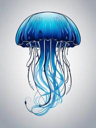 Blue Jellyfish Tattoo - Explore the depths of the ocean with a blue-hued jellyfish design.  minimalist color tattoo, vector