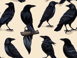 crow tattoo traditional  simple vector color tattoo