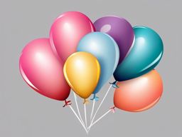 Birthday Balloons clipart - Bunch of festive birthday balloons, ,vector color clipart,minimal