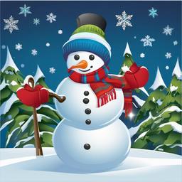 Snowman clipart - snowman wearing a scarf and hat  