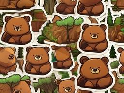 Bear cartoon - big, friendly forest dweller  cartoon sticker style