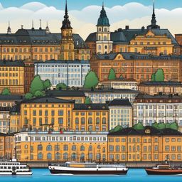 Stockholm clipart - Stockholm Palace and city islands,  color clipart, vector art