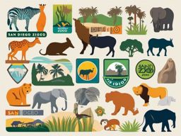 San Diego Zoo sticker- World-famous zoo with a diverse array of animals, , sticker vector art, minimalist design