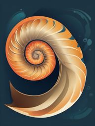 Nautilus Clip Art - A spiral-shelled nautilus swimming in the deep,  color vector clipart, minimal style