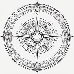 Norse Compass Tattoo - Compass tattoo inspired by Norse culture.  simple vector tattoo,minimalist,white background