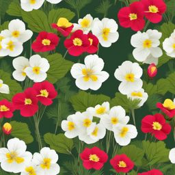 Alpine Alpine Primrose Clip Art - Alpine primroses in alpine meadows,  color vector clipart, minimal style