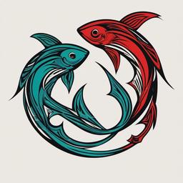 tribal tattoo pisces  simple vector color tattoo