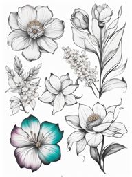 December birth flower tattoo, Tattoos representing the flower associated with the month of December. colors, tattoo patterns, clean white background