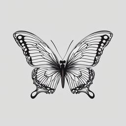 moving butterfly tattoo  simple color tattoo, minimal, white background