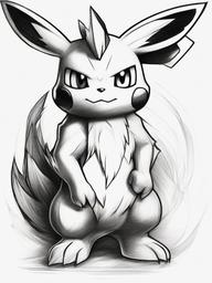 pencil drawing of pokemon  minimal rough sketch scribbles,doodles,black and white