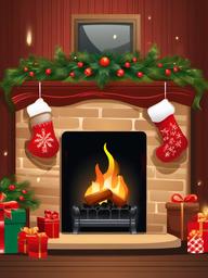 Christmas Pictures clipart - cozy fireplace with stockings  vector clipart