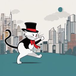 Cat in the Hat clipart, The mischievous cat causing playful chaos.  simple, 2d flat