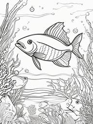 Fish Coloring Pages - Fish with a variety of sea creatures  simple coloring pages