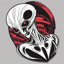 The Alien Tattoo - Make a bold statement with a tattoo simply titled The Alien.  simple color tattoo,vector style,white background