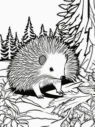 Hedgehog Coloring Pages - Small Spiky Forest Dweller  black outline printable coloring page