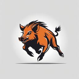 running boar  minimalist design, white background, professional color logo vector art