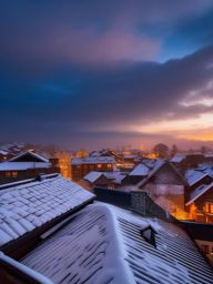 Snowy Rooftops at Dusk  background picture, close shot professional product  photography, natural lighting, canon lens, shot on dslr 64 megapixels sharp focus