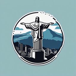 Rio de Janeiro Christ the Redeemer sticker- Iconic statue overlooking the city in Brazil, , sticker vector art, minimalist design