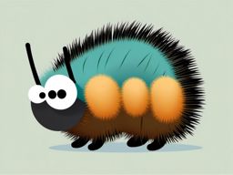 Woolly Bear Caterpillar Clip Art - A woolly bear caterpillar with fuzzy bristles,  color vector clipart, minimal style