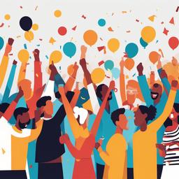 Celebration clipart - people cheering at a party  color,minimalist,vector clipart