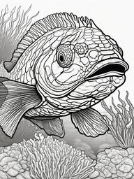 Stonefish Coloring Pages - Camouflaged Venomous Ocean Dweller  black outline printable sheet, coloring page