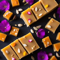 kaju katli, indian cashew fudge, devoured during a colorful diwali festival. 