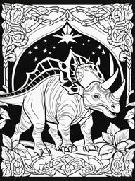 Triceratops Coloring Pages - Three Horned Dinosaur  black outline printable coloring page