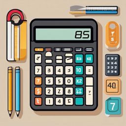 Calculator Sticker - Crunching numbers and solving equations with the handy calculator, , sticker vector art, minimalist design