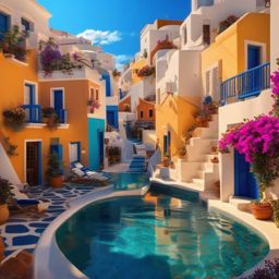 Cute Aesthetic Wallpapers - Aesthetic Art in Santorini wallpaper splash art, vibrant colors, intricate patterns