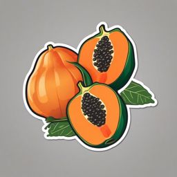 Papaya Fruit Sticker - Exotic and flavorful, a papaya fruit-shaped delight, , sticker vector art, minimalist design