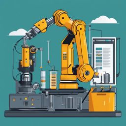 Robotic Arm Assembly Line in Manufacturing clipart - Robotic arm assembly line, ,vector color clipart,minimal